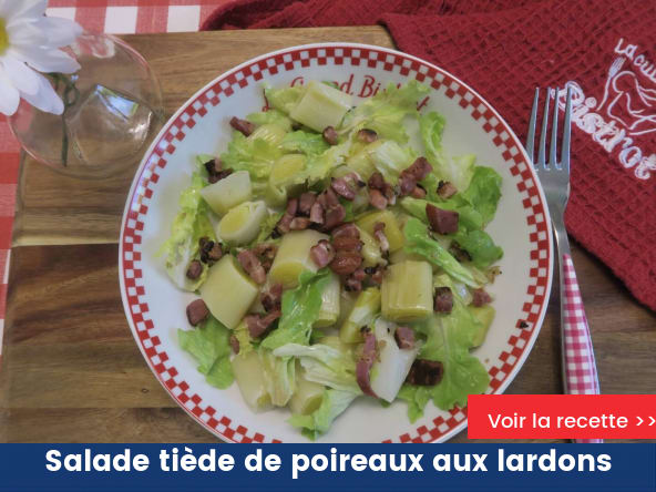 Salade tiède de poireaux aux lardons